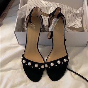 Aldo Majorca Black suede with pearl detail